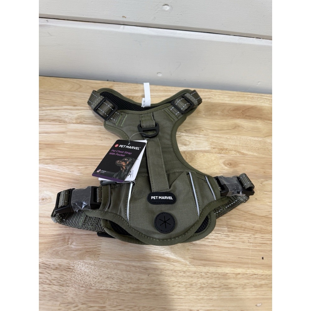 Pet Marvel Pet Chest Strap With Pocket Size Medium Green
